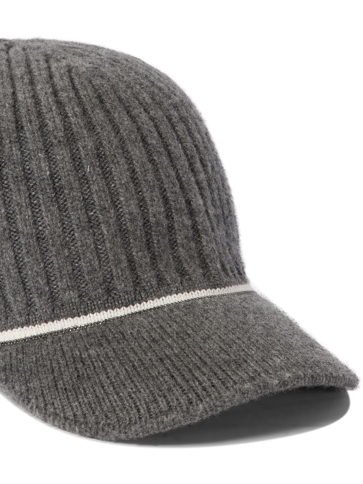 BRUNELLO CUCINELLI Grey Ribbed wool cap